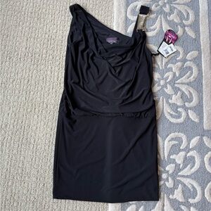 Black One-Shoulder embellished Dress